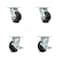 Service Caster 4 Inch Rubber on Aluminum Swivel Caster Set with Roller Bearing 2 Brake SCC SCC-30CS420-RAR-2-TLB-2 - alternate 1